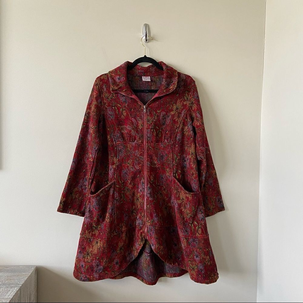 C.M.C (Colour Me Cotton) Boho Double Pocket Tapestry Swing High Low Jacket - Picture 2 of 15
